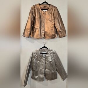 Jaclyn Smith Metallic Bronze and Silver Round-Neck Blazer Duo